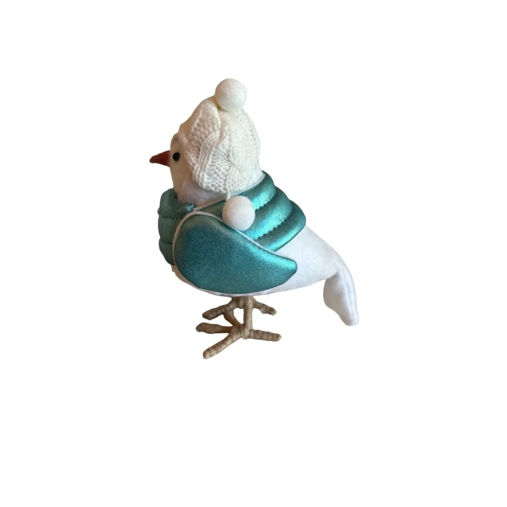 Winter Bird Figurine With Knit Hat & Scarf Target Wondershop White Green Vest